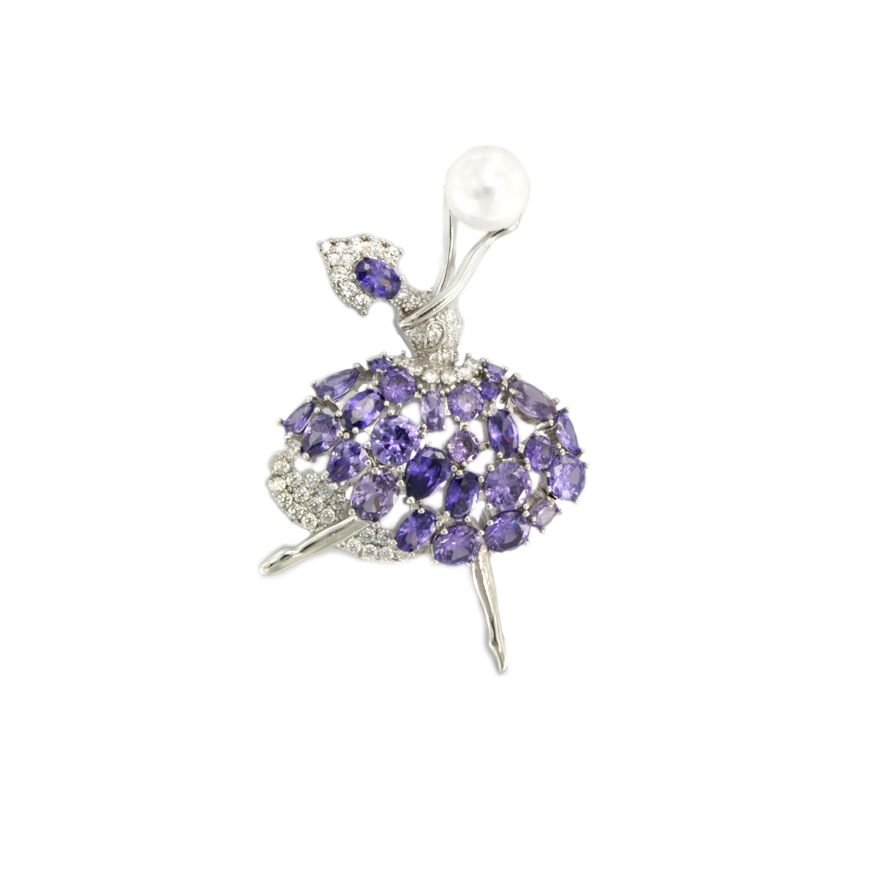 Brosa Ballerina cu pietre din zirconiu
