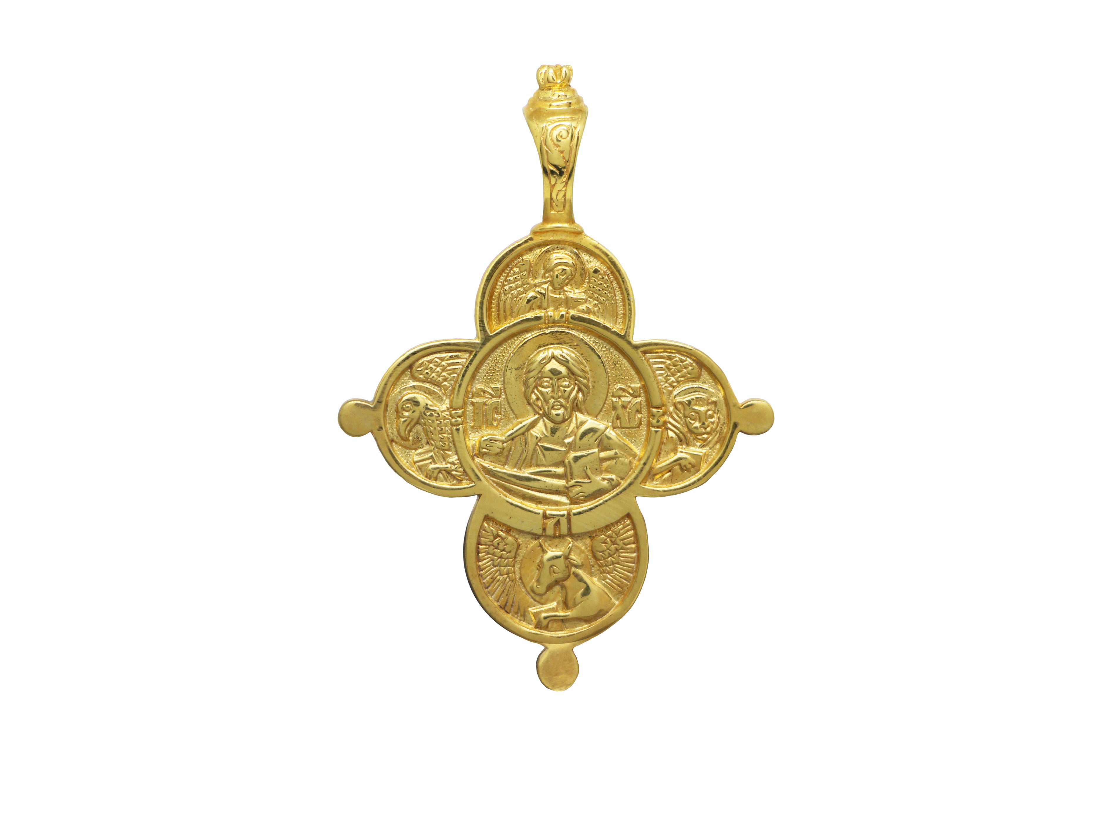 Pandantiv Argint 925 Aurit Cruce Rotunjita Iisus Hristos