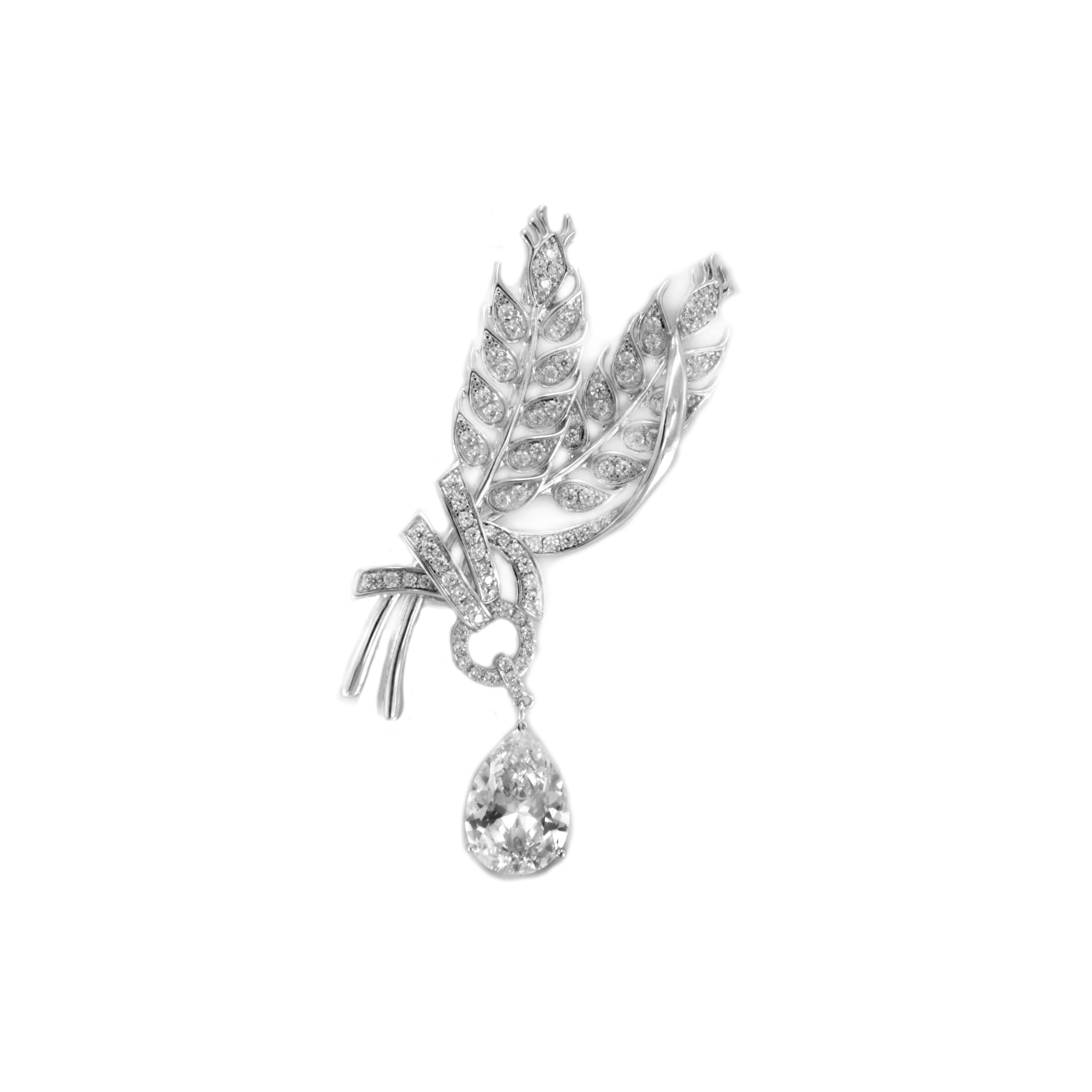 Brosa Feathers cu pietre din zirconiu
