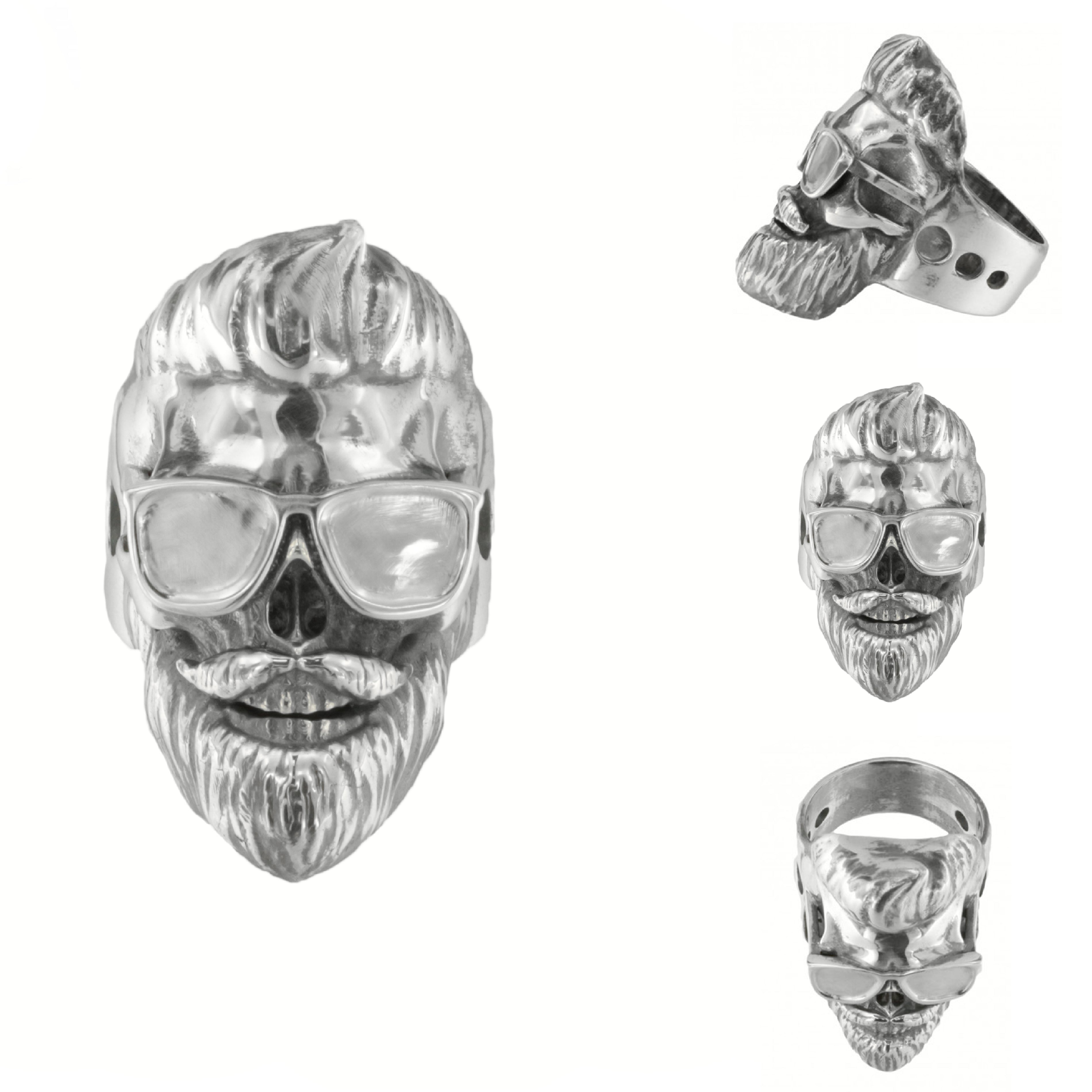 Inel Argint 925 Hipster Skull