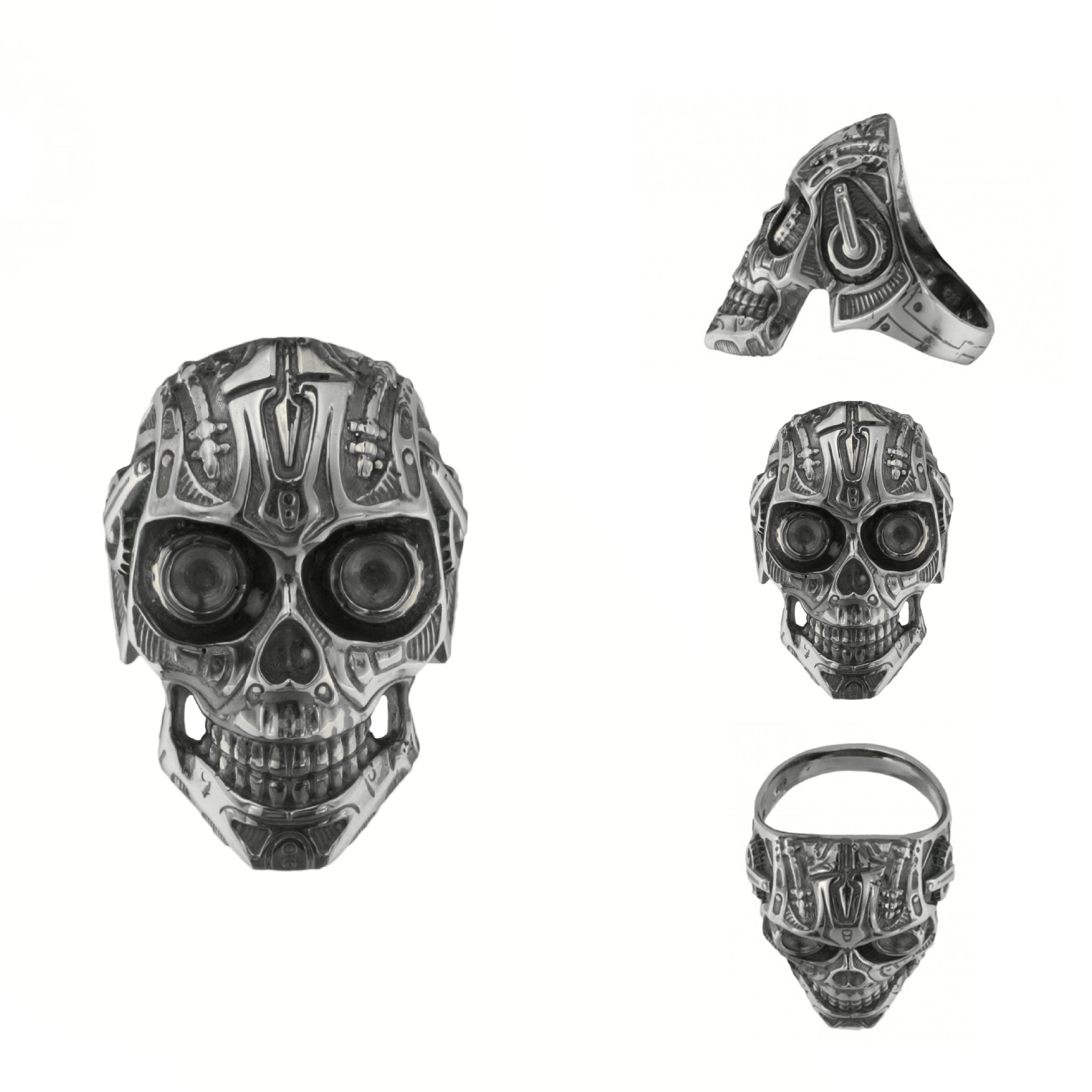 Inel Argint 925 Robot Skull