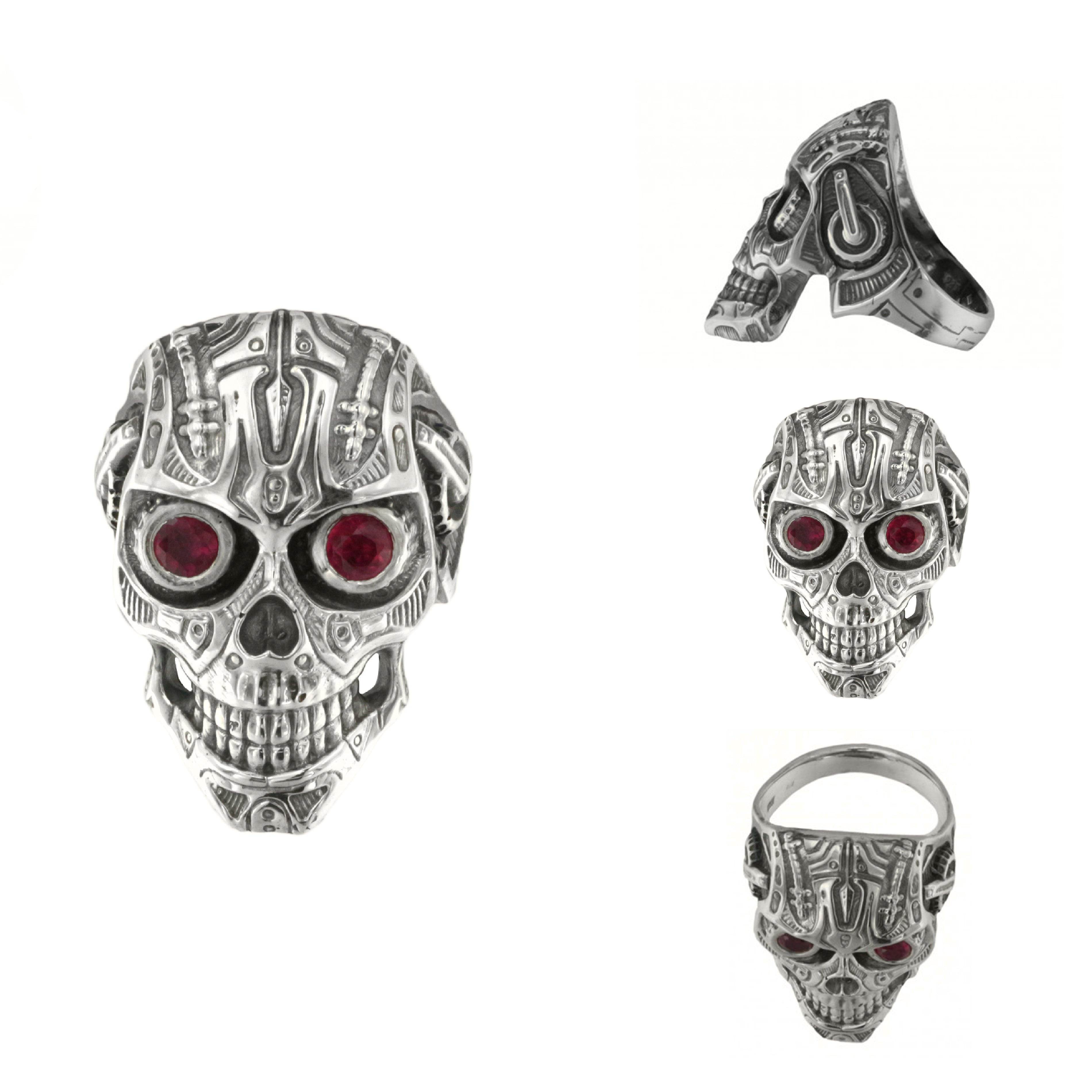 Inel Argint 925 Ruby Skull
