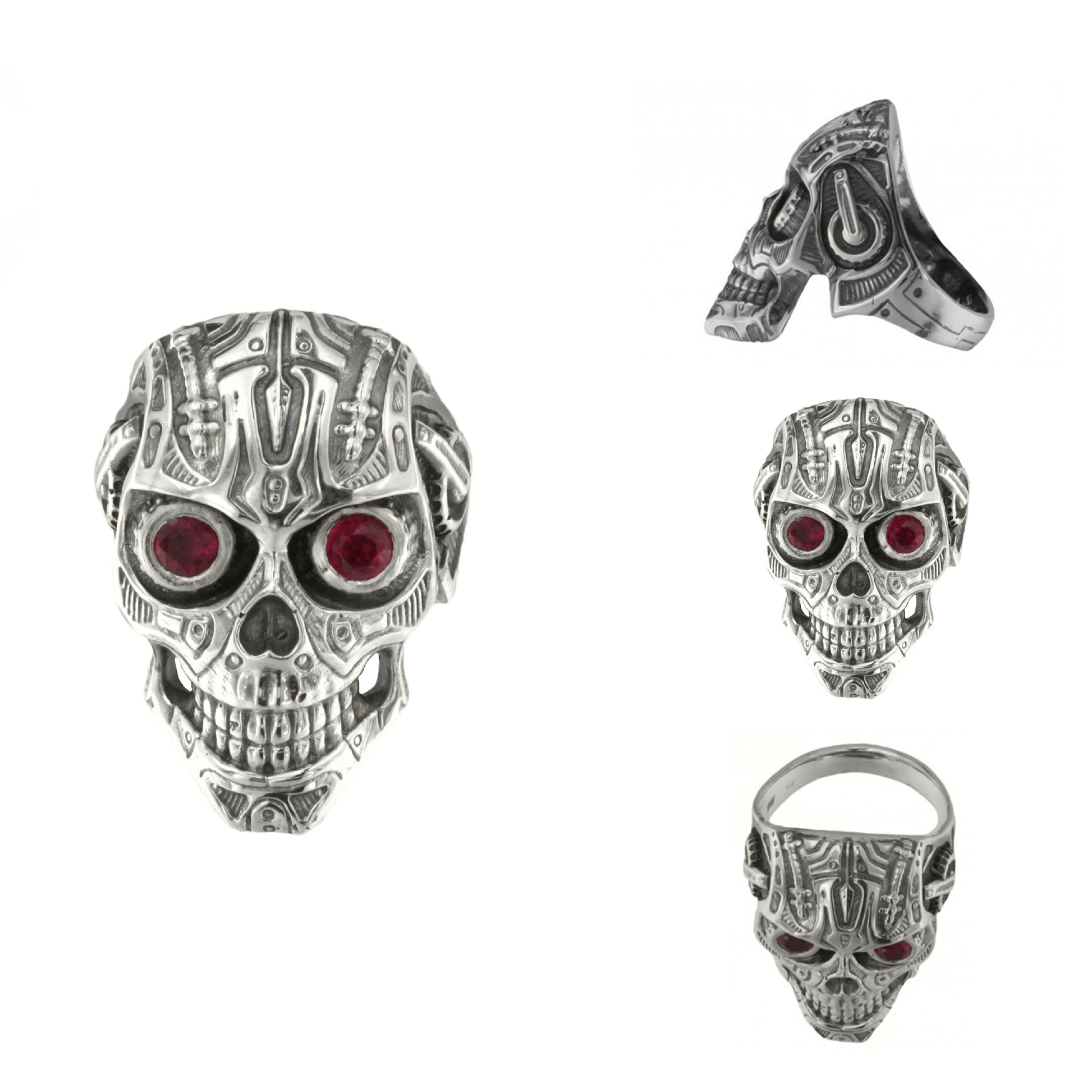 Inel Argint 925 Ruby Skull