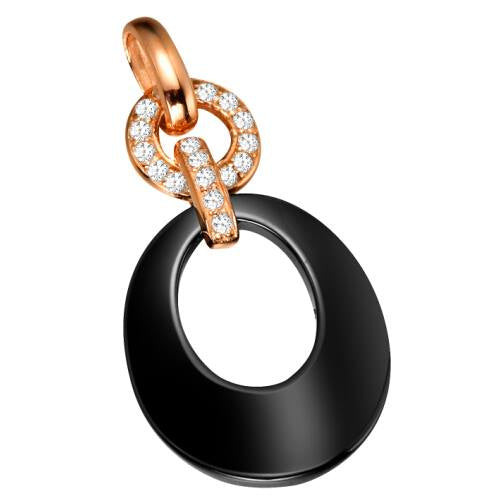 Pandantiv Argint 925 Colectie Ceramica Petala si Accesorii Placate cu Aur Roz si Incrustate cu Aur Roz