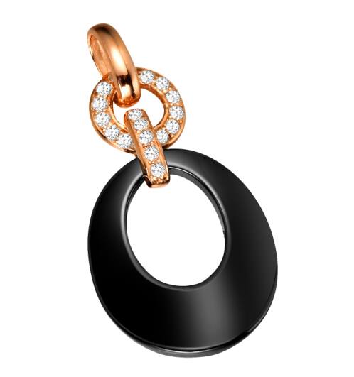 Pandantiv Argint 925 Colectie Ceramica Petala si Accesorii Placate cu Aur Roz si Incrustate cu Aur Roz