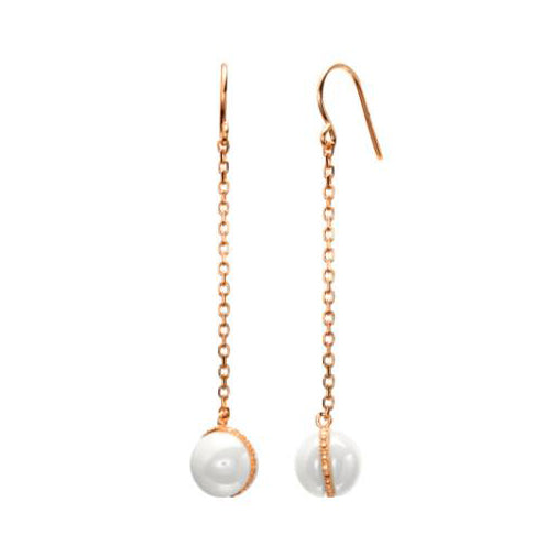 Cercei Colectie Ceramica Argint 925 Placat cu Aur Roz Sfera