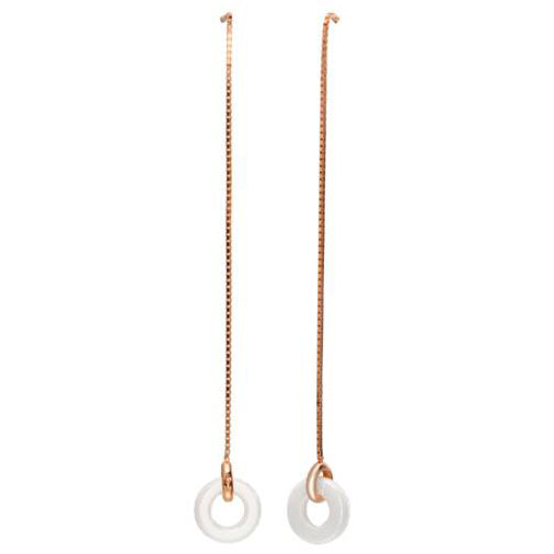 Cercei Colectie Ceramica Argint 925 Placat cu Aur Roz Lantisor cu Disc