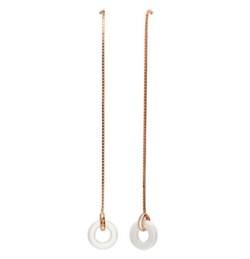 Cercei Colectie Ceramica Argint 925 Placat cu Aur Roz Lantisor cu Disc