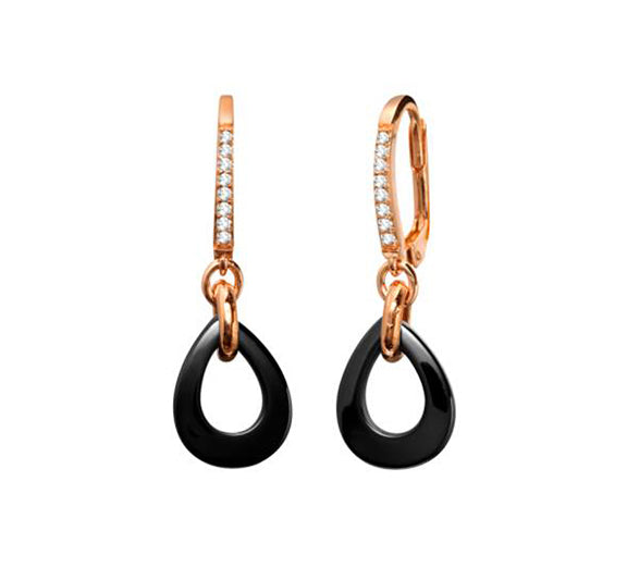 Cercei Colectie Ceramica Argint 925 Placate cu Aur Roz Picatura si Incuietoar cu Zirconii