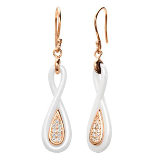 Cercei Colectie Ceramica Argint 925 Placat cu Aur Roz Infinit Incrustat cu Zirconii