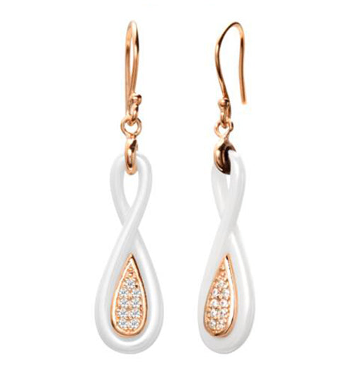 Cercei Colectie Ceramica Argint 925 Placat cu Aur Roz Infinit Incrustat cu Zirconii