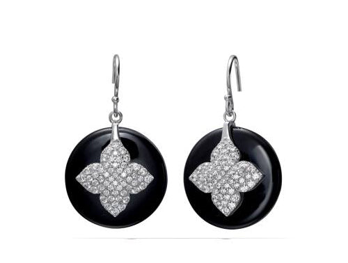 Cercei Colectie Ceramica Argint 925 Disc cu Alahambra din Zirconii