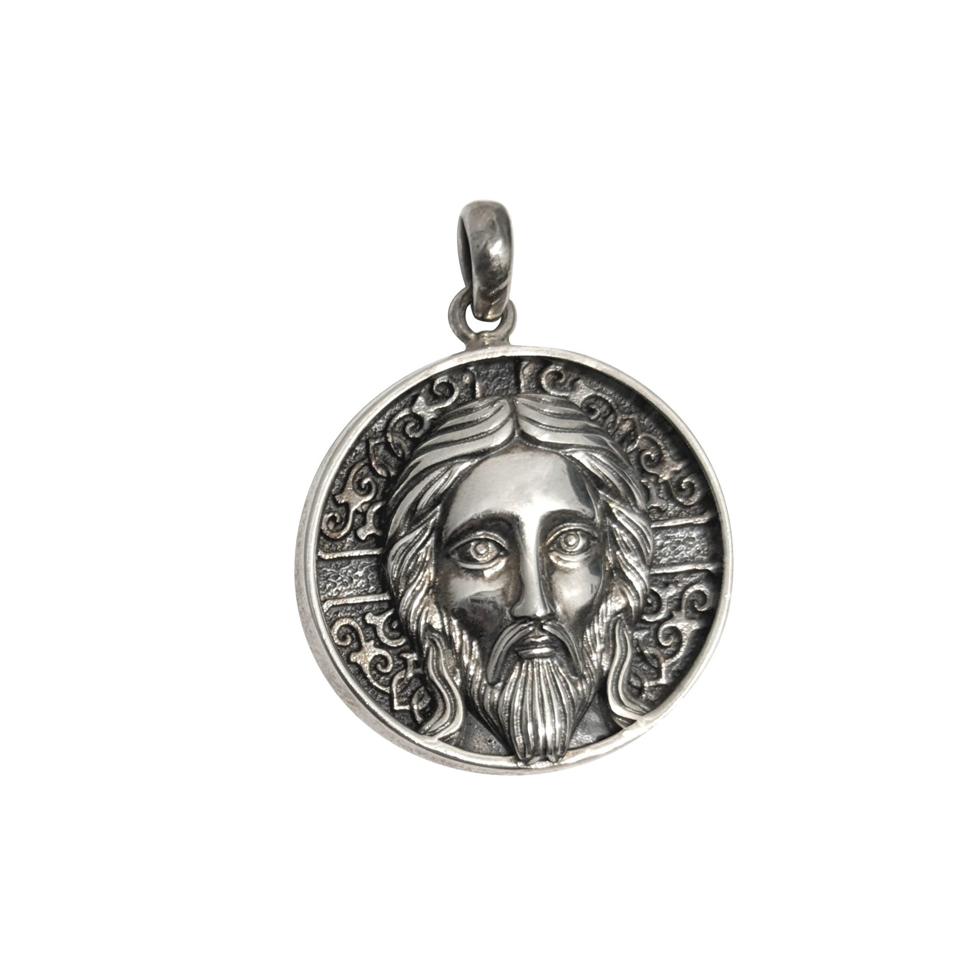 Pandantiv Argint 925 Cap Iisus banut in relief/patinat