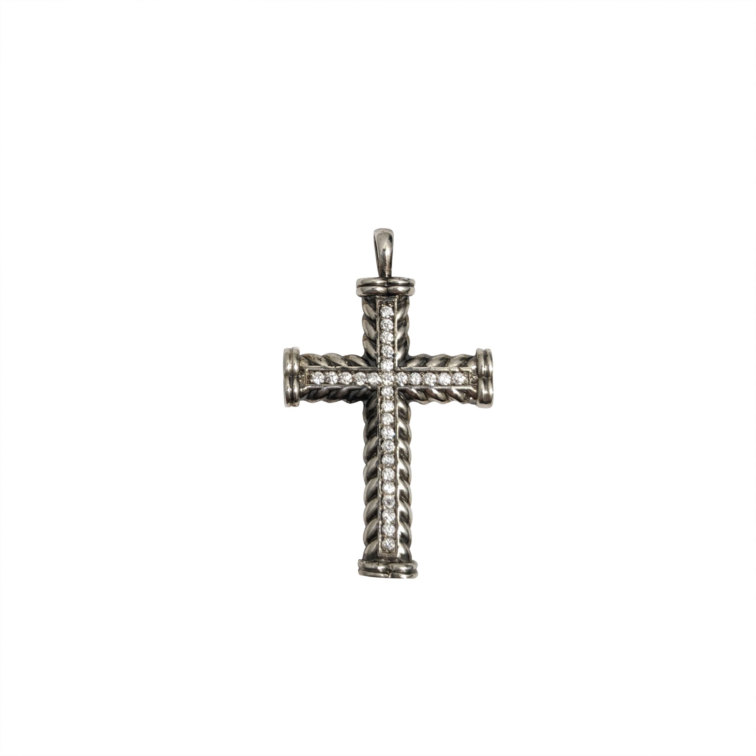 Pandantiv Argint 925 Cruce rasucita cu pietre zirconiu