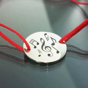 Bratara snur sintetic accesoriu argint 925 note muzicale