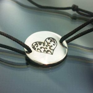 Bratara snur sintetic accesoriu argint 925 inima