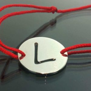 Bratara snur sintetic accesoriu argint 925  litera "L"