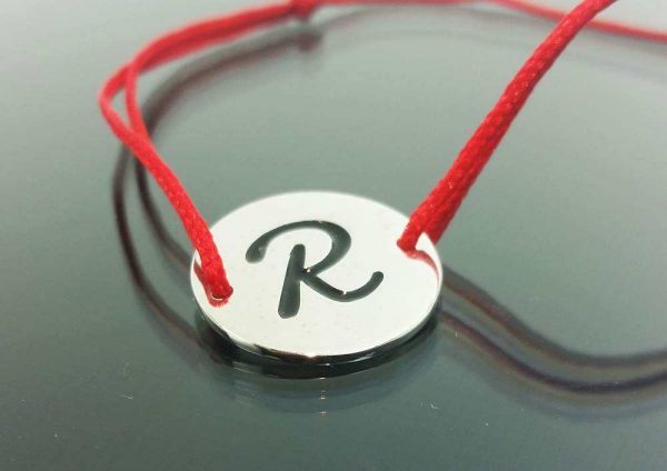 Bratara snur sintetic accesoriu argint 925 litera "R"