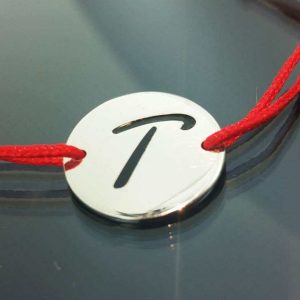 Bratara snur sintetic accesoriu argint 925 litera "T"