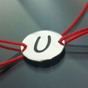Bratara snur sintetic accesoriu argint 925 litera "U"