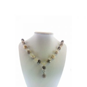 Colier cu pietre panda jasper si citrin