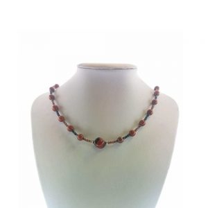 Colier cu pietre onix, jasp rosu si granat