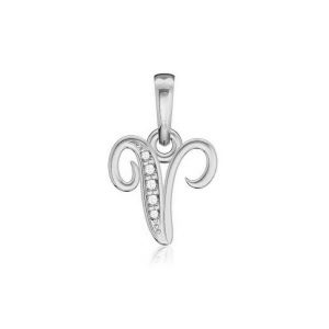 Pandantiv Argint 925 Litera V cu Pietre Zirconiu